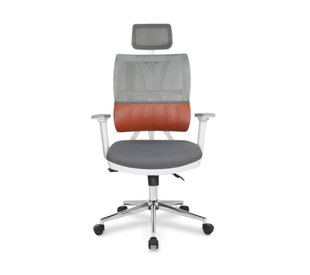 Jumbo Yarım Derili ve Fileli Beyaz Gövdeli Çalışma Koltuk